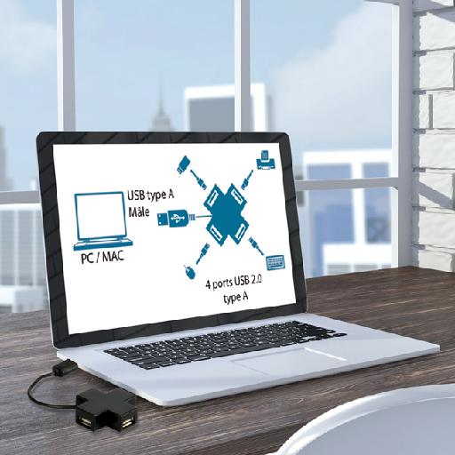 Miniatyrbild 2 av 4: MCL USB2-MX104/N gränssnittshubbar USB 2.0 480 Mbit/s Svart