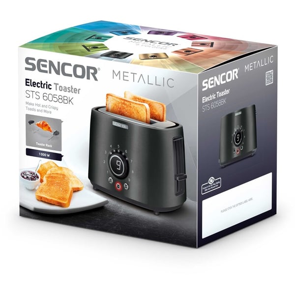 Sencor STS 6058BK brödrostar 9 2 skivor 1000 W Svart
