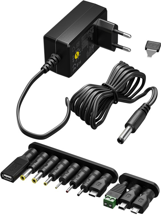 Goobay 64571 virta-adapteri ja vaihtosuuntaaja Sisätila 7,2 W Musta