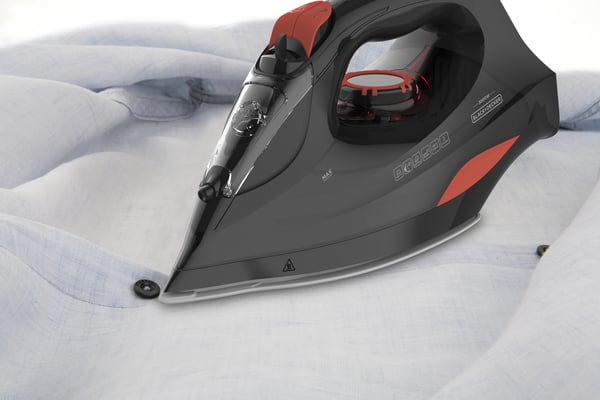 Miniatyrbild 3 av 5: Black & Decker BXIR3000E strykjärn Ångstrykjärn Keramisk stryksula 3000 W Svart, Orange