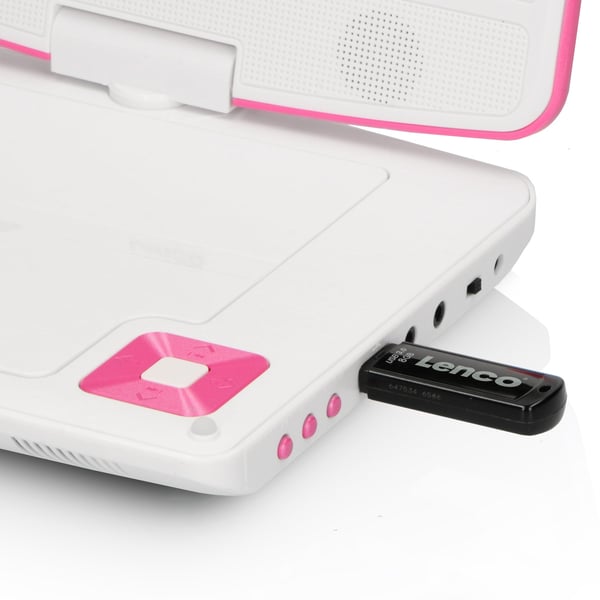 Lenco DVP-920PK bærbar DVD/Blu-Ray afspiller Bærbar DVD afspiller Konvertibel 22,9 cm (9") 800 x 480 pixel Lyserød, Hvid