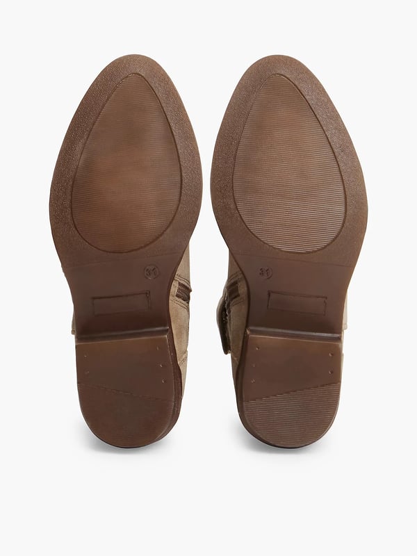 Tommy Hilfiger Suede Topstitch Flag Western Boots Gråbrun