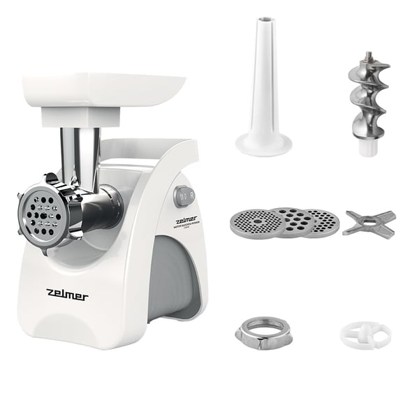 Miniatyrbillede 1 af 7: Zelmer ZMM9801B kødhakker 2200 W Rustfrit stål, Hvid