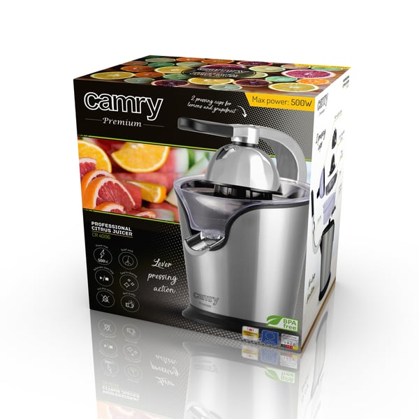 Camry Premium CR 4006 elektrisk citruspress 500 W Svart, Silver