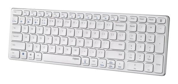 Rapoo E9700M näppäimistö Office RF Wireless + Bluetooth QWERTY Valkoinen