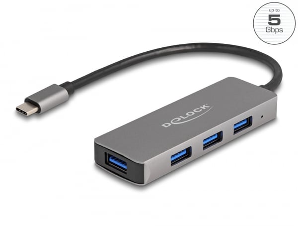 Miniatyrbild 1 av 3: DeLOCK 63173 gränssnittshubbar USB 3.2 Gen 1 (3.1 Gen 1) Type-C 5000 Mbit/s Svart