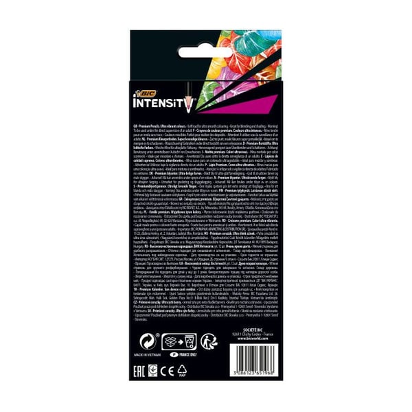 BIC Intensity Premium Sort, Blå, Brun, Grøn, Lyse Blå, Orange, Lyserød, Lilla, Rød, Violet, Hvid, Gul 12 stk