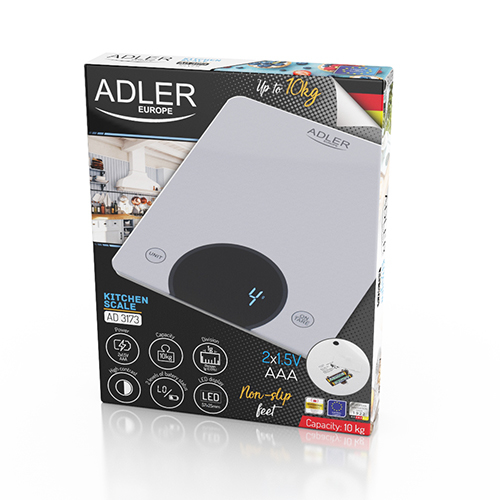 Adler AD 3173S köksvåg Grå Inbyggd Rektangel Elektronisk köksvåg