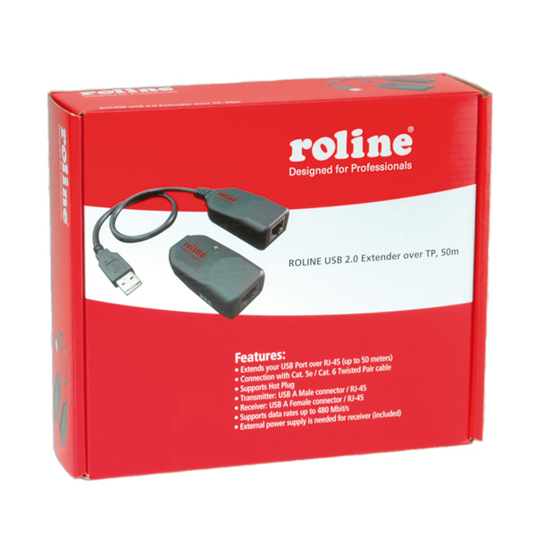 ROLINE USB 2.0 Extender over RJ-45 Transparent