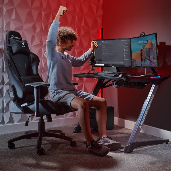 X Rocker 2021032 video spillestol Gaming lænestol Polstret sæde Sort