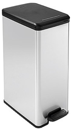 Curver Slim Bin 40L Firkant Plast Sort, Sølv