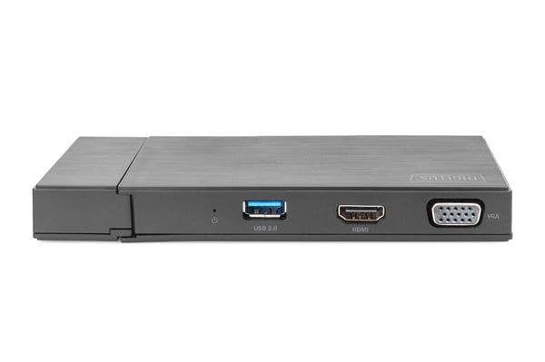 Digitus DA-70894 kannettavien tietokoneiden telakka ja porttitoistin Langallinen USB 3.2 Gen 1 (3.1 Gen 1) Type-A Musta