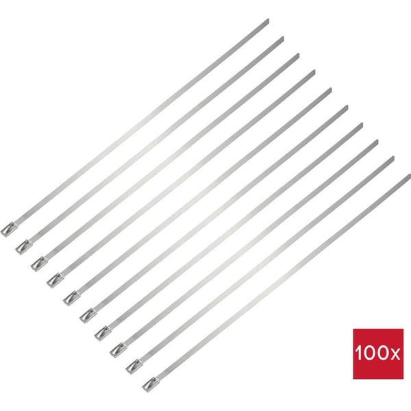 TRU COMPONENTS TC-12647636 kabelsamler Stige kabelbinder Rustfrit stål 100 stk