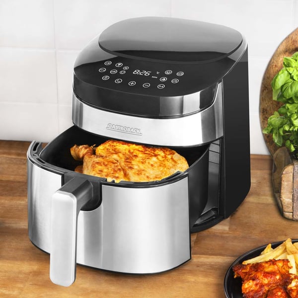 Gastroback Design Air Pro Enkelt 3,7 L Enkeltstående 1300 W Varmluftsteger Sort, Rustfrit stål