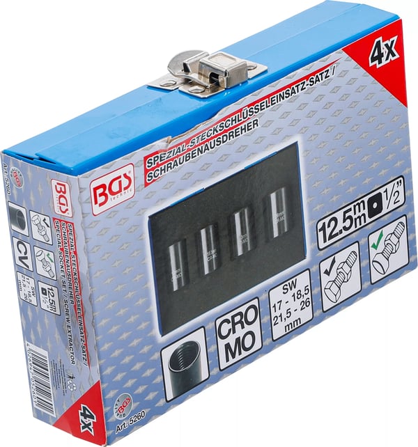 BGS technic Twist Socket Set (Spiral Profile) / Screw Extractor stikkontakt