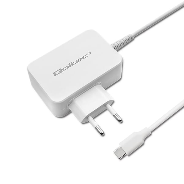 Qoltec 51039 virta-adapteri ja vaihtosuuntaaja Sisätila 65 W Valkoinen