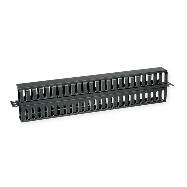 VALUE 19\"-frontplade 1 HE, med kabelkanal på begge sider, RAL 9005 sort (26.99.0321)