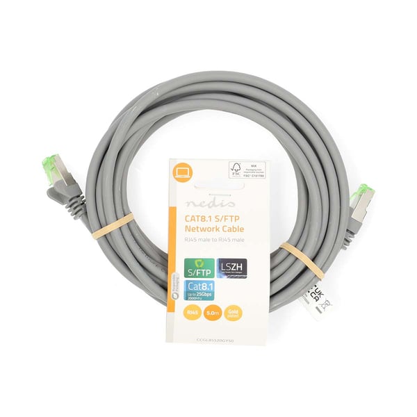 Pikkukuva 2 / 3: Nedis CCGL85520GY50 verkkokaapeli Harmaa 5 m Cat8.1 S/FTP (S-STP) Pyöreä