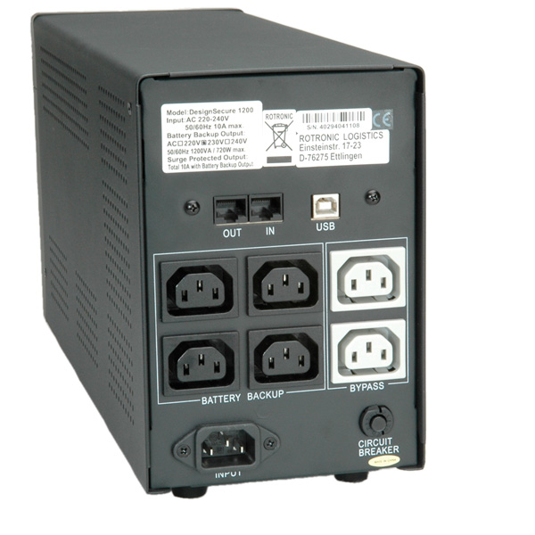 ROLINE DesignSecure 2000 UPS-enhed Interaktivt indgangsstik 2 kVA 1200 W 6 AC stikkontakt(er)