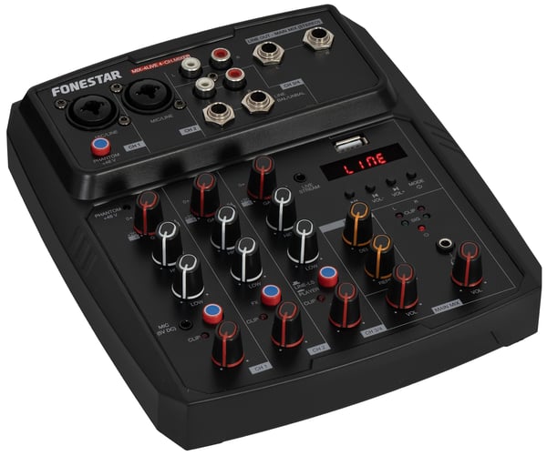 Miniatyrbild 2 av 6: Fonestar MIX-4LIVE ljudmixbord 4 kanaler 20 - 20000 hz Svart
