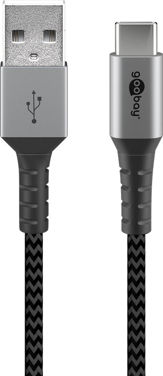 Miniatyrbillede 1 af 2: Goobay 49296 USB-kabel USB 2.0 1 m USB C USB A 0,48 Gbit/sek. Sort, Grå