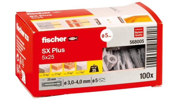 Pikkukuva 3 / 8: Fischer 568005 ruuviankkuri ja seinätulppa 100 kpl Muuriankkuri 25 mm