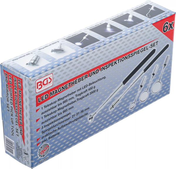 Miniatyrbillede 3 af 7: BGS technic LED magnetic Pick-Up Tool and Inspection Mirror Set