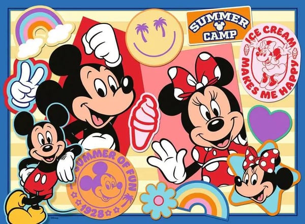 Miniatyrbillede 2 af 2: Ravensburger Puzzle Enfant dès 8 ans - En route avec Mickey et Minnie Puslespil 200 stk Tegnefilm