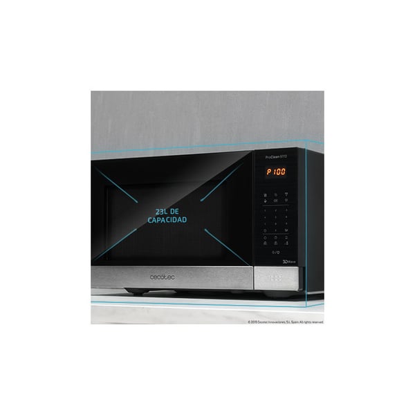 Miniatyrbillede 6 af 9: Cecotec ProClean 6110 Rustfrit stål Grill mikroovn Bordplade 23 L 800 W