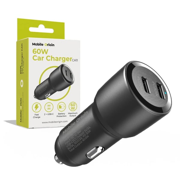 Mobile Origin MO-CCH60W-CA11 oplader til mobil enhed Mobiltelefon, Smartphone Sort USB Hurtig opladning Automatisk