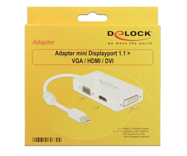 Miniatyrbillede 2 af 3: DeLOCK 0.16m DisplayPort/VGA + HDMI + DVI 0,16 m Mini DisplayPort VGA (D-Sub)+ HDMI + DVI Hvid