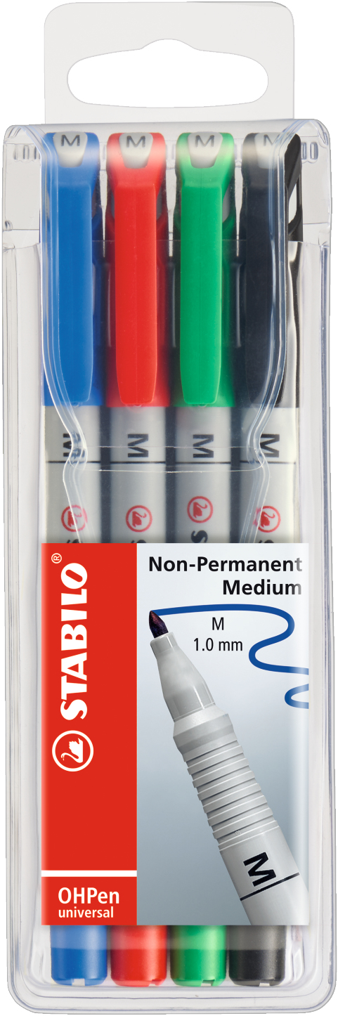 STABILO OHPen märkpennor 4 styck Svart, Blå, Grön, Röd