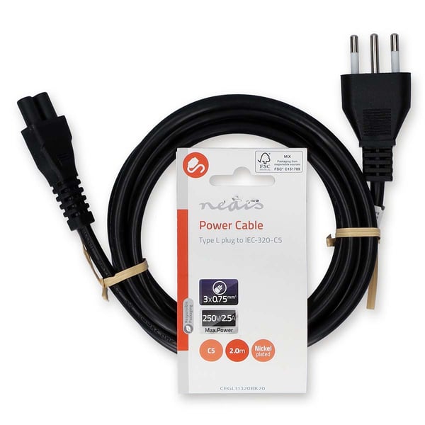 Nedis CEGL11320BK20 virtajohto Musta 2 m IEC 320