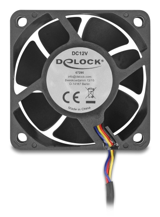 DeLOCK 67295 kylsystem för dator Datorväska Fan 6 cm Svart 1 styck