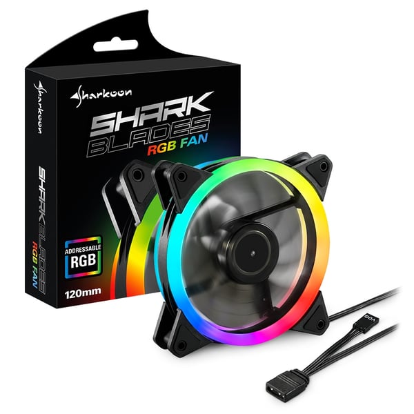 Miniatyrbillede 4 af 4: Sharkoon SHARK Blades RGB Computerkabinet Ventilator 12 cm