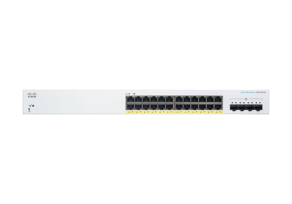 Miniatyrbild 6 av 7: Cisco CBS220-24P-4X hanterad L2 Gigabit Ethernet (10/100/1000) Strömförsörjning via Ethernet (PoE) stöd Vit