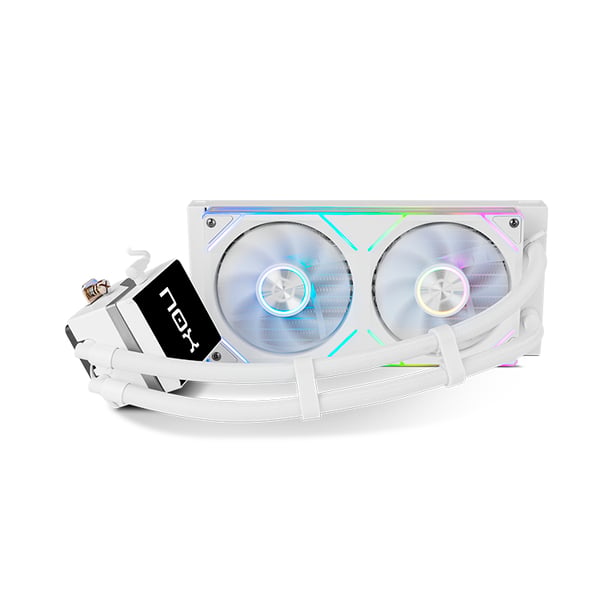 Pikkukuva 1 / 6: NOX Hummer M-240 LCD White Suoritin All-in-one-nesteenjäähdytin 12 cm Valkoinen 1 kpl