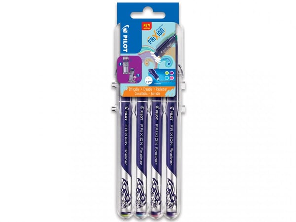 Pilot FriXion Fineliner filtpenna Fin Ljusblå, Lime, Rosa, Violett 4 styck