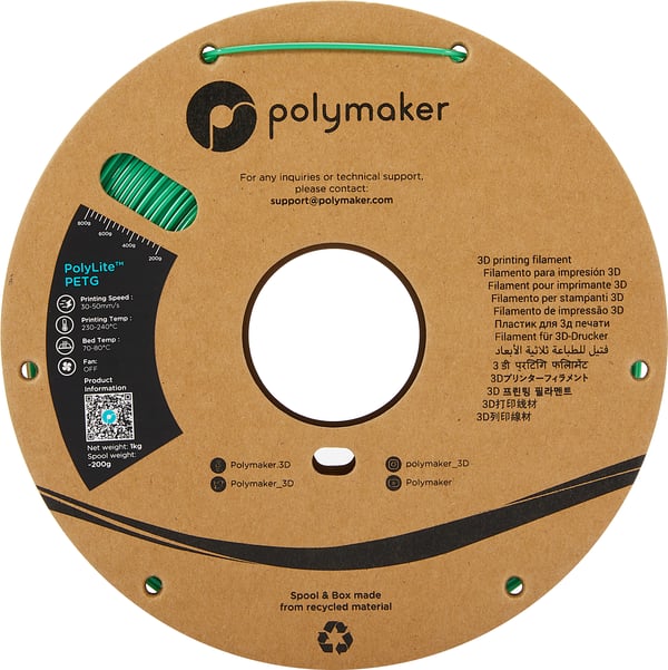 Miniatyrbillede 4 af 7: Polymaker PB01005 3D print materiale Polyethylenterephthalatglycol (PETG) Grøn 1 kg