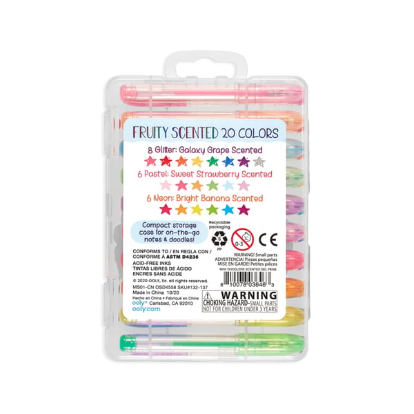 OOLY Mini Doodlers Lukket gelepen Blå, Blå, Grøn, Grå, Lyse Blå, Lysegrøn, Lys magenta, Lyserød, Orange, Lyserød, Lilla, Rød, Rose, Turkis, Violet, Gul 20 stk