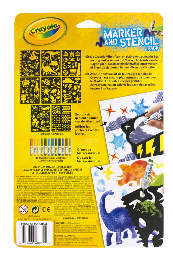 Crayola Marker and Stencil pack blue Multi 12 styck