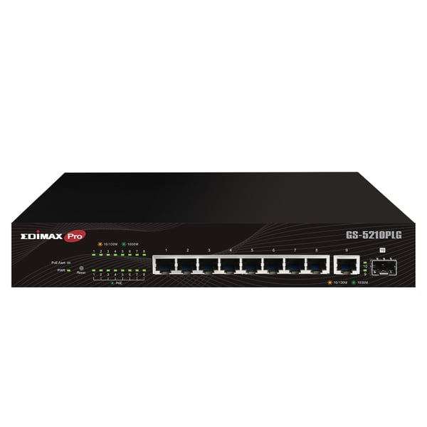 Edimax Switch GS-5210PLG Hallittu Gigabit Ethernet (10/100/1000) Power over Ethernet -tuki Musta