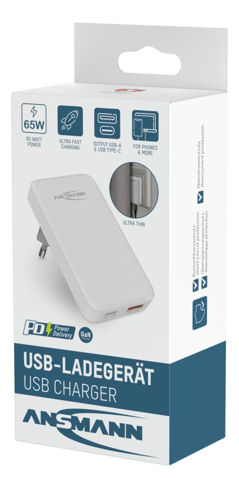 Miniatyrbillede 3 af 4: Ansmann 1001-0174 oplader til mobil enhed Universel Hvid Vekselstrøm Hurtig opladning Indendørs
