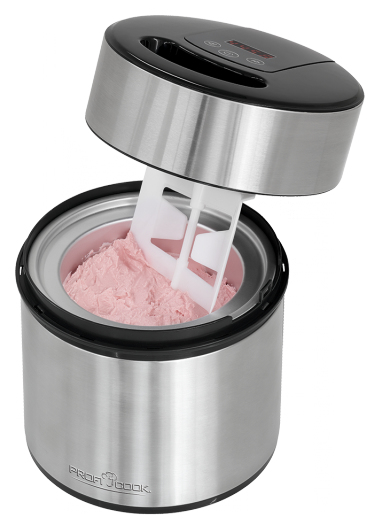 ProfiCook 501140 jäätelökone 1,8 L 12 W Musta, Ruostumaton teräs