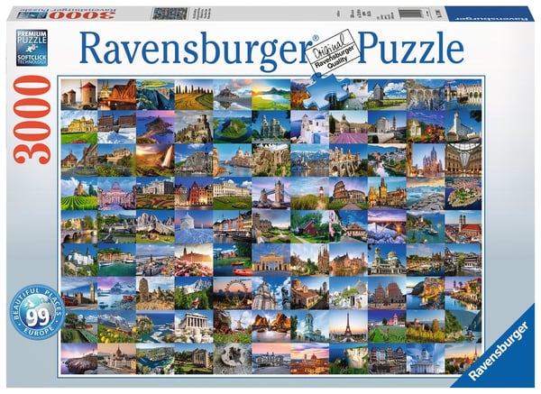 Ravensburger 99 Beautiful Places in Europe Blok puslespil 3000 stk By