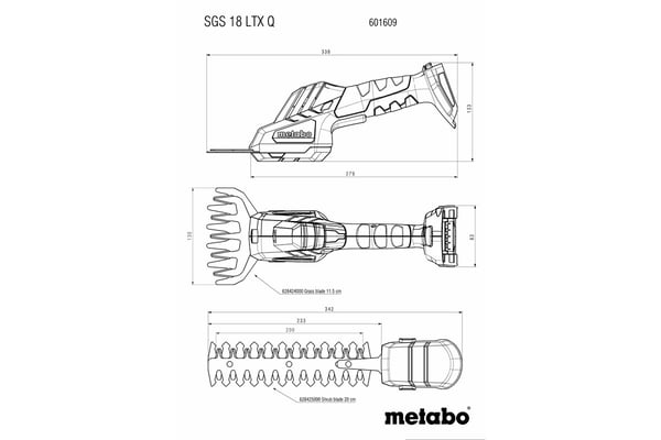 Metabo SGS 18 LTX Q batteridrivna trädgårdssaxar 1,15 cm 18 V Svart, Grön, Röd