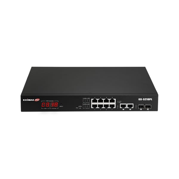 Miniatyrbillede 1 af 5: Edimax GS-5210PL netværksswitch Administreret Gigabit Ethernet (10/100/1000) Sort