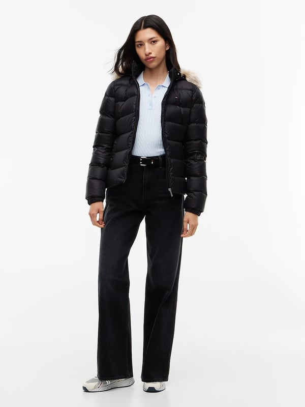 Miniatyrbillede 5 af 7: Tommy Hilfiger Faux Fur Hood Slim Down Jacket