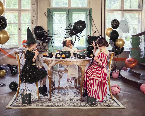PartyDeco POP13 engangsmadbakke Sort, Hvid, Guld Papir