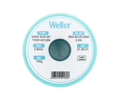 Weller WSW SCN M1 0,8mm, 100g, Sn0,6Cu0,05Ni3,5% Lödtråd